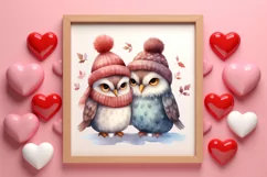 Couple Owl Valentines Day Clipart, Couple Owl Clipart Product Image 1