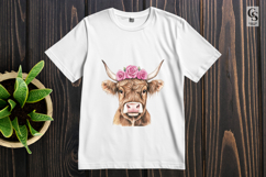 Highland Cow Rose Crown Clipart Sublimation PNG Product Image 3