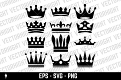 A black and white vector set of crown icons. Product Image 3
