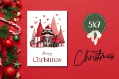 Cartoon Christmas Raccoon Greeting Card Design Product Image 3