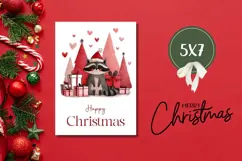 Cartoon Christmas Raccoon Greeting Card Design Product Image 3