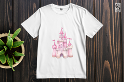 Watercolor Pink Princess Castle Clipart Sublimation PNG Product Image 3