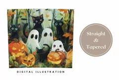 Halloween Black Cats Tumbler Wrap, Ghosts Tumbler Template Product Image 3