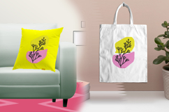 Modern Pink Yellow Botanical Line Art Embroidery Design Product Image 3