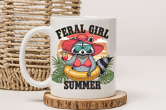 Feral Girl Summer PNG, Funny Raccoon Sublimation Design Product Image 3