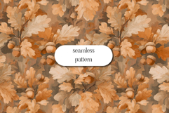 Autumn Oak Leaves Seamless Pattern | Acorn Woodland Print Product Image 1
