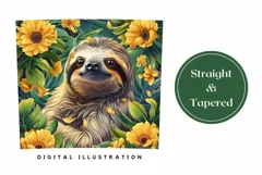 Sloth Tumbler Wrap Design, Tropical Flowers Tumbler Design Product Image 3