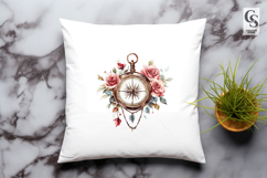 Vintage Compass Floral Clipart PNG Product Image 3