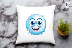 Cute Water Drop Cartoon Expressions Clipart Sublimation PNG Product Image 3