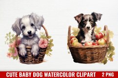 Cute Baby Dog Watercolor Clipart, Cute Baby Dog Clipart Product Image 1