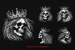 10 Bundle Dark Art Skull Queen Crown Royal Girl Woman Tattoo Product Image 5