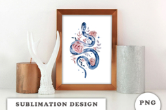 Watercolor Snake with Flowers png Product Image 3
