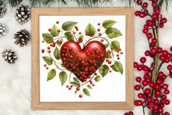 Christmas Hearts Watercolor Clipart, Christmas PNG Product Image 3