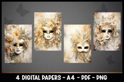 4 Digital Papers Vintage Carnival Mask I Planner Pages Product Image 2
