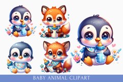 Cute Baby Animals Clipart, Animal Baby sublimation bundle Product Image 3