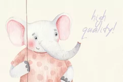 Funny animals with air balloons, childish watercolor Product Image 4