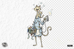 Whimsical Cat Mom With Kitten Clipart Product Image 1