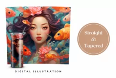 Kawaii Mermaid Sublimation Design, Asian Tumbler Wrap Design Product Image 3