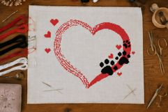 Cross stitch heart and paw pattern download file, pet lower Product Image 3