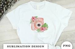 Watercolor camera with tropical flowers PNG Product Image 3