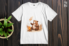 Watercolor Campfire Bear Clipart Sublimation PNG Product Image 2