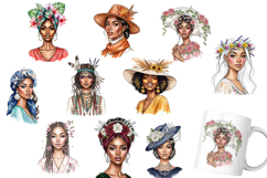 Elegant Watercolor Hand Painted Women Fashion Portrait Clipa Product Image 3