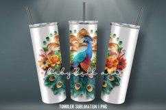 3D Paper Quilling Peacock Birds Tumbler Wrap Sublimation Product Image 3