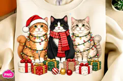Christmas Cats PNG, Holiday Kitten Sublimation, Christmas Product Image 3