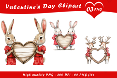 Valentine Day Watercolor Animal Clipart PNG Product Image 1