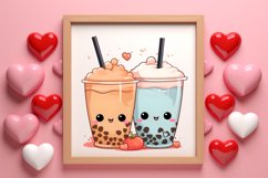 Cute Bubble Tea Valentine Clipart, Valentines Clipart Product Image 3