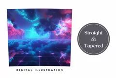 Retro Wave Tumbler Wrap Design, Neon Pink Tumbler Template Product Image 3