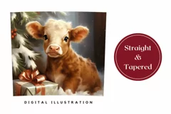 Christmas Tumbler Wrap Design, Baby Highland Cow PNG Product Image 3