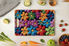Rainbow Knitted Flowers Cutting Boards sublimation Product Image 3