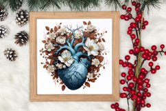Watercolor Christmas Floral Hearts Clipart Product Image 3