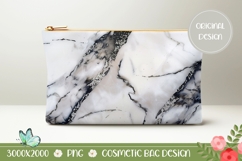 Abstract Cosmetic Bag, White Marble Cosmetic Bag Design Product Image 1
