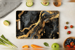 Black &amp; Gold Alcohol Ink Cutting Boards sublimation Design Product Image 3