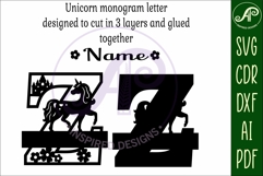 Unicorn Capital Monogram Letter name sign Z SVG Product Image 3