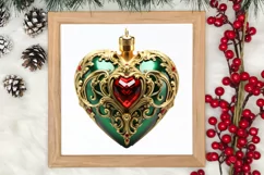 Christmas Hearts Watercolor Clipart, Christmas PNG Product Image 3