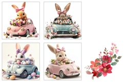 Floral Easter Car Square Coaster, Easter Animals Sublimation Product Image 3