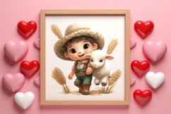 Vintage Valentines Farm Animals Clipart, Valentines Couple Product Image 3