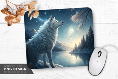 Icy Wolf Under Starry Skies Mouse Pad PNG Design Product Image 1