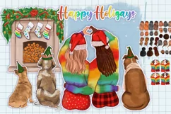 LGBT Christmas clipart, Lesbian Christmas couple clipart Product Image 1