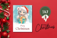 Cartoon Christmas Tiger Greeting Card, Winter Card Design Product Image 3