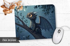 Curious Night Dragon Perched on a Tree Branch Mouse Pad PNG Product Image 1