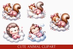 Sleeping Baby Animals Clipart, cute baby animals bundle Product Image 5
