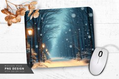 Snowy Village Lanterns and Christmas Decorations Mouse Pad Product Image 1