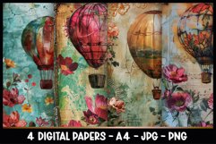 4 Vintage Travel Digital Papers I Junk Journal Page Product Image 1