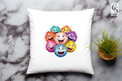 Colorful Happy Faces Circle Clipart Sublimation PNG Product Image 3