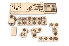 Dominoes with box, Christmas kids toy, Christmas lasercut Product Image 3