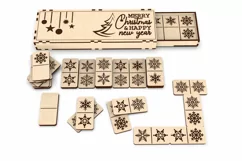 Dominoes with box, Christmas kids toy, Christmas lasercut Product Image 3